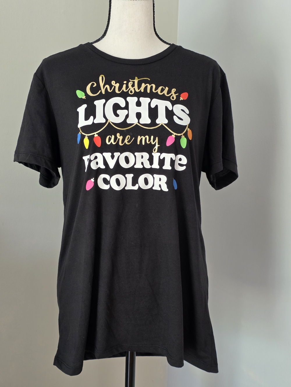 Holiday Time Black Graphic Christmas Tee